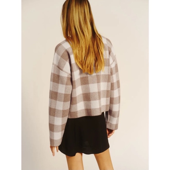 Reformation Fonte Plaid Tank And Cardi Set in Gossamer/Camel Check - Picture 10 of 13